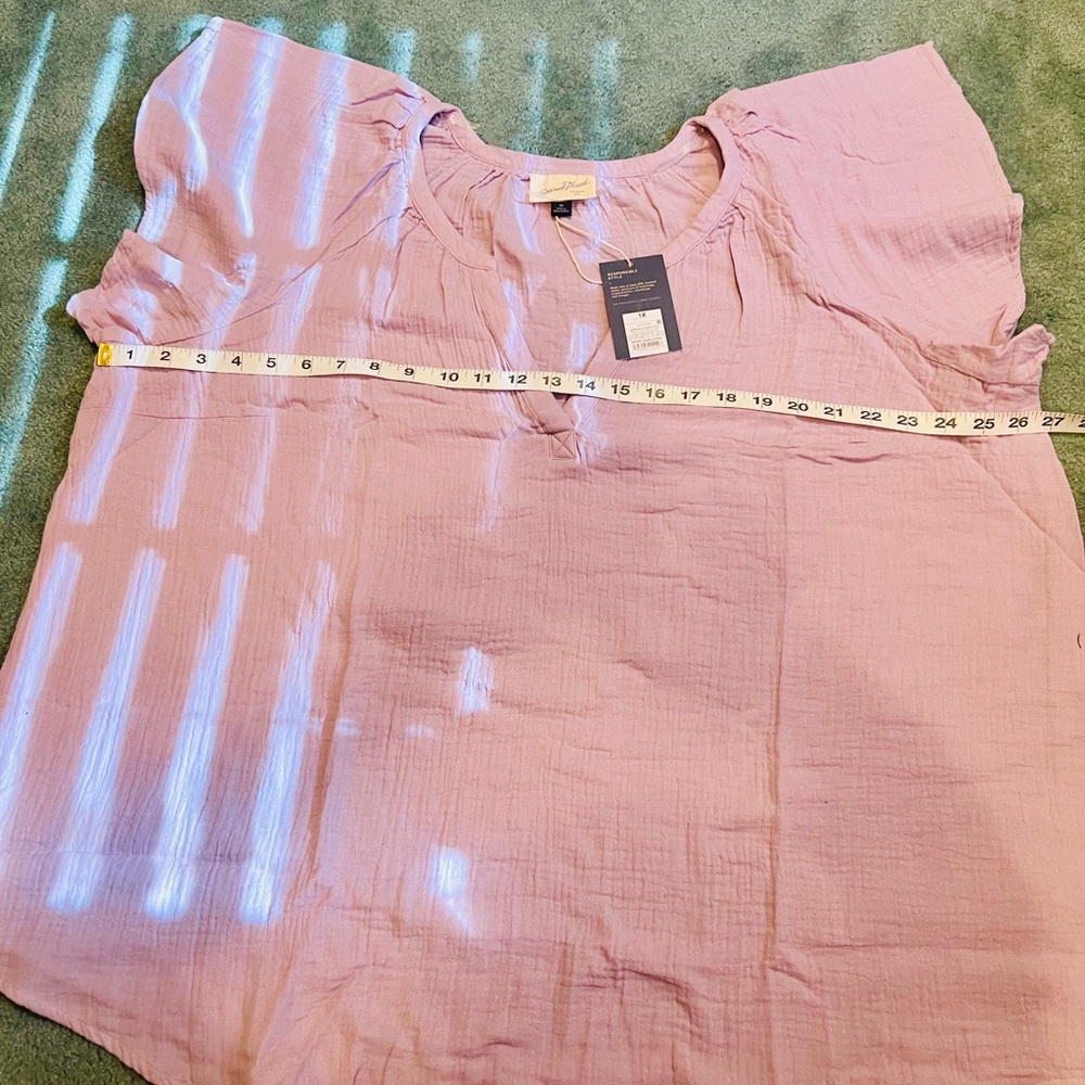 Universal Thread Short Sleeve Flutter Top Women's Lavender 100% Cotton size 1X - Picture 6 of 6